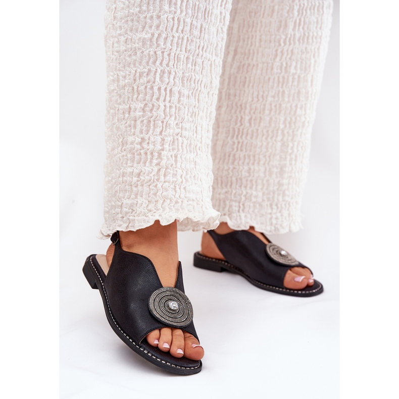 S.Barski Glänzende Frauen Sandalen Dekorative Details S. Barski Kv51-012 Schwarz 2