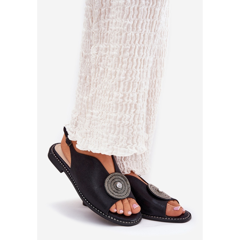 S.Barski Glänzende Frauen Sandalen Dekorative Details S. Barski Kv51-012 Schwarz 1