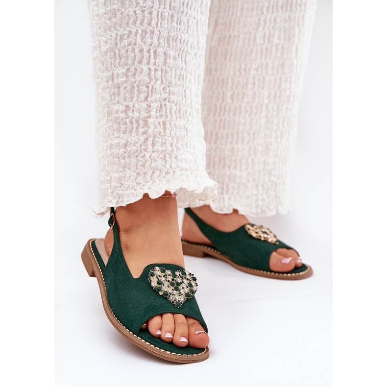 S.Barski Frauensandalen mit dekorativem Herzen S. Barski Kv27-018 Grün 2