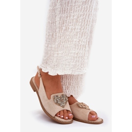 S.Barski Frauensandalen mit einem dekorativen Herzen S. Barski Kv27-018 Beige 1