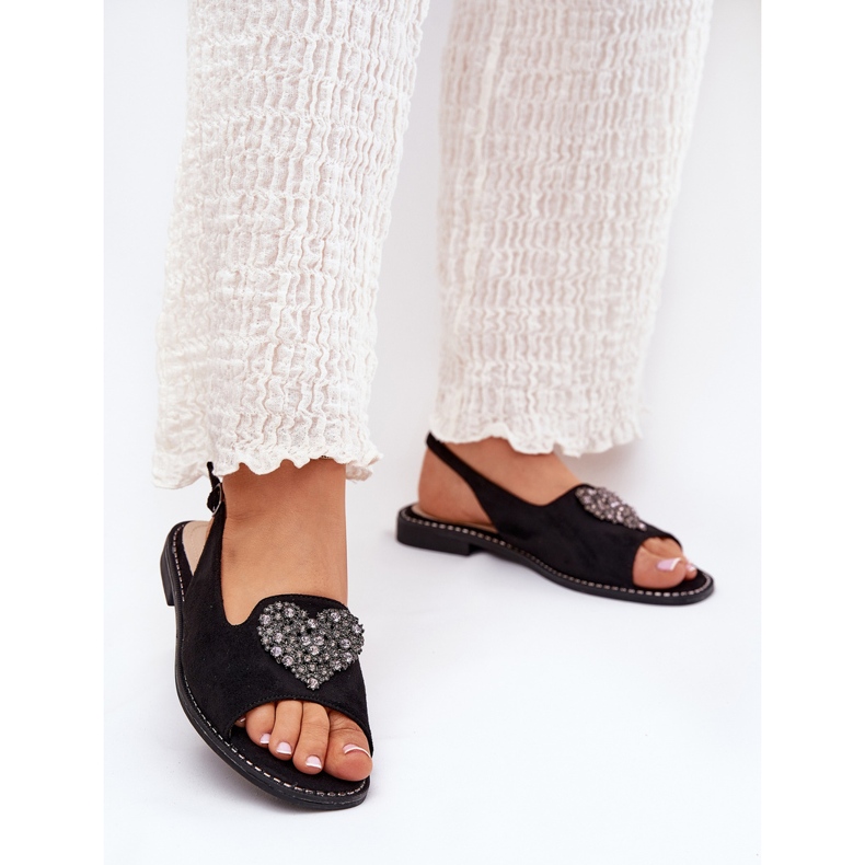 S.Barski Frauensandalen mit einem dekorativen Herzen S. Barski Kv27-018 Schwarz 2