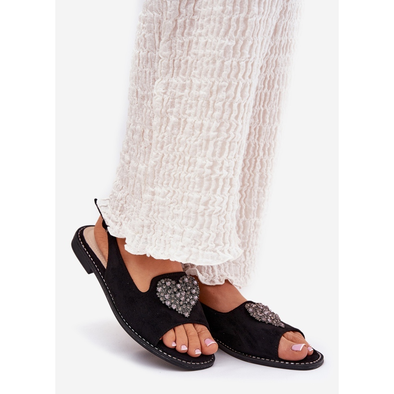 S.Barski Frauensandalen mit einem dekorativen Herzen S. Barski Kv27-018 Schwarz 1