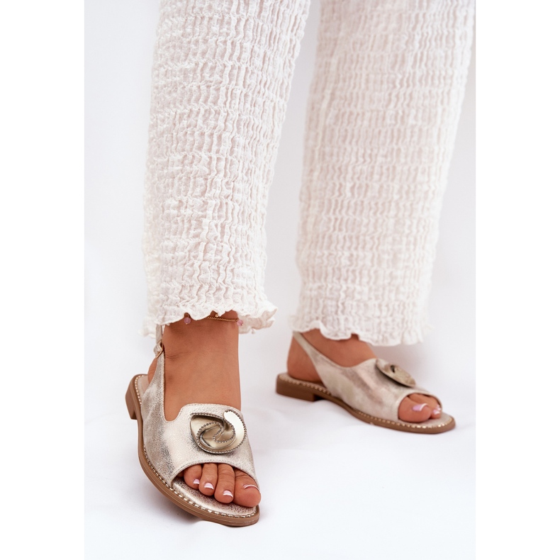 S.Barski Glänzende Frauensandalen mit einem Ornament S. Barski Kv51-006 Gold golden 2