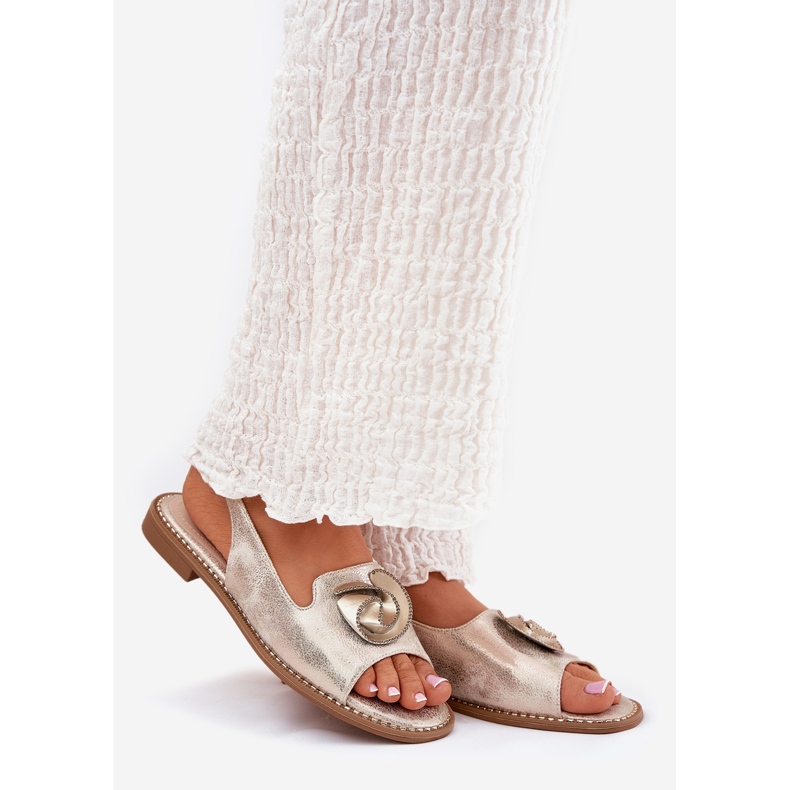 S.Barski Glänzende Frauensandalen mit einem Ornament S. Barski Kv51-006 Gold golden 1