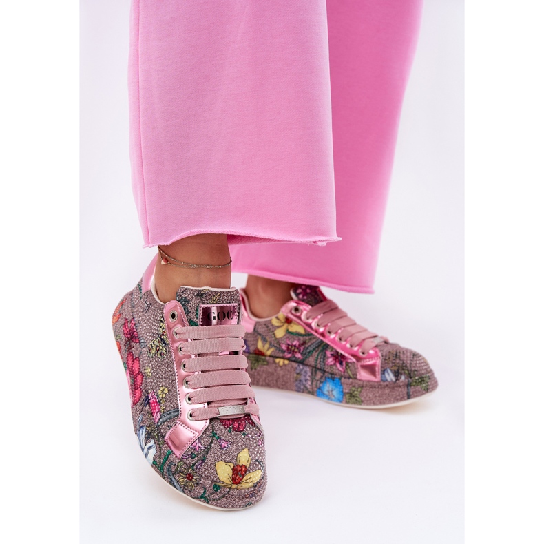 Gemusterte Turnschuhe auf der Plattform mit einer Dekoration von Goe RR2N4002 Multikolor mehrfarbig 2