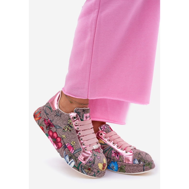 Gemusterte Turnschuhe auf der Plattform mit einer Dekoration von Goe RR2N4002 Multikolor mehrfarbig 1