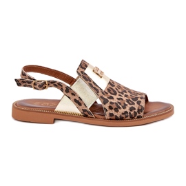 Zazoo 40385 Frauen Ledersandalen mit Leopardendruck braun 5