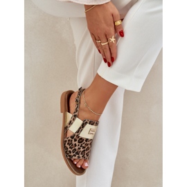 Zazoo 40385 Frauen Ledersandalen mit Leopardendruck braun 3