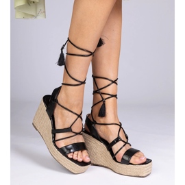 Schwarze Sandalen Espadrilles auf Keil 2