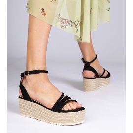 Schwarze Espadrilles-Sandalen auf der Plattform 3
