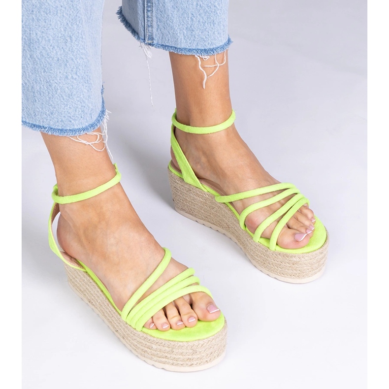 Espadrille Green Sandals auf der Plattform grün 1