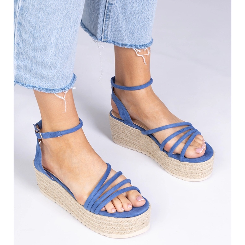 Blue Espadrilles Sandalen auf der Plattform blau 1