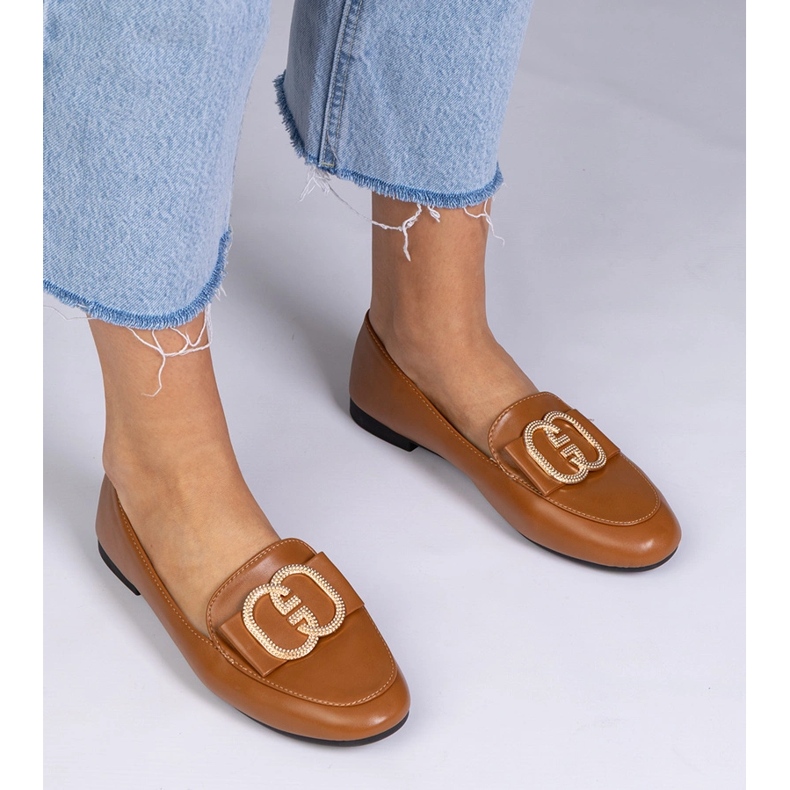 Brown -Frauen -Slipper mit goldener Dekoration braun 1