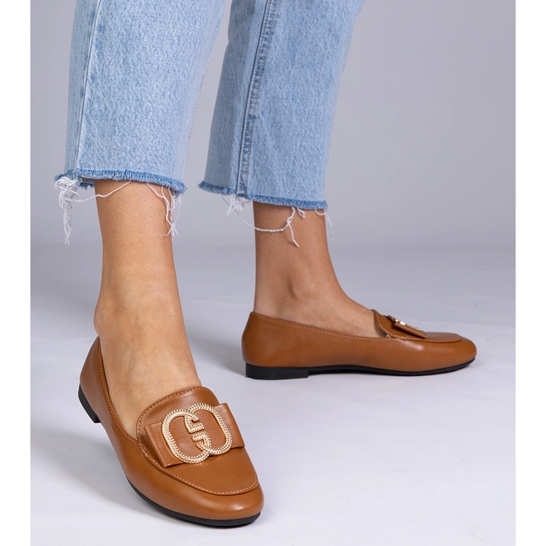 Brown -Frauen -Slipper mit goldener Dekoration braun 2