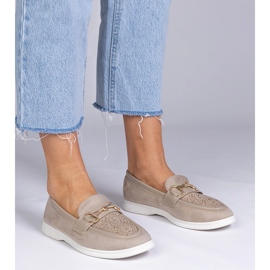 Cremige Mokassins aus Ekozamsz mit Zirkonen 1