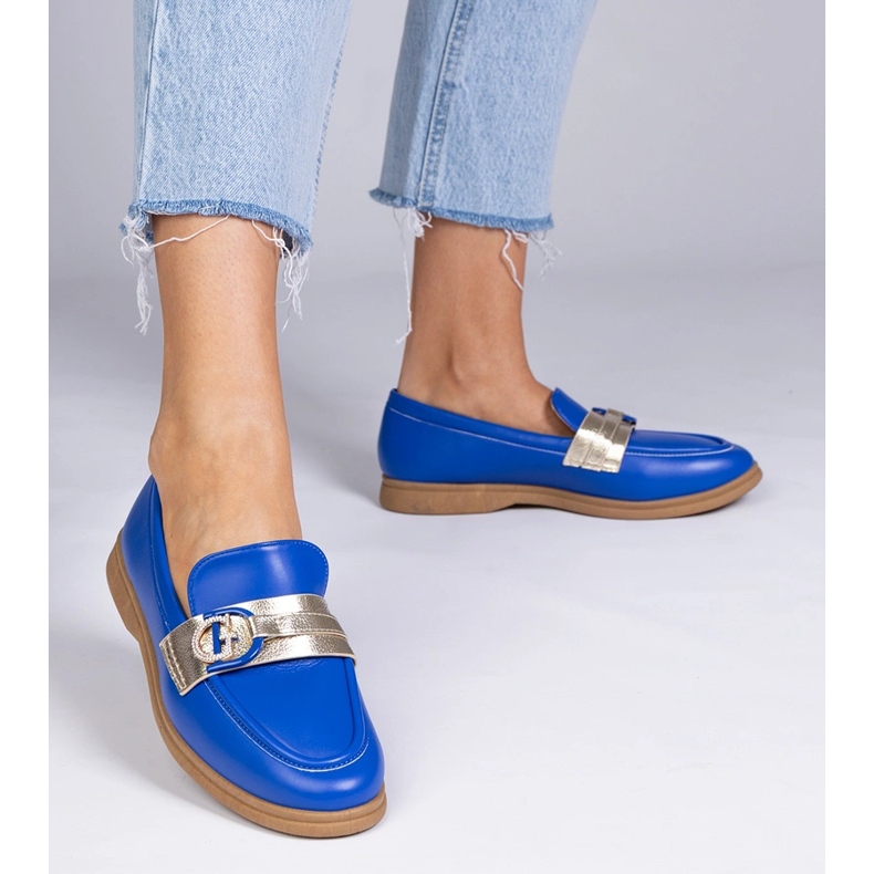Blue Eco -Leder -Slipper mit Zirkonen blau 1