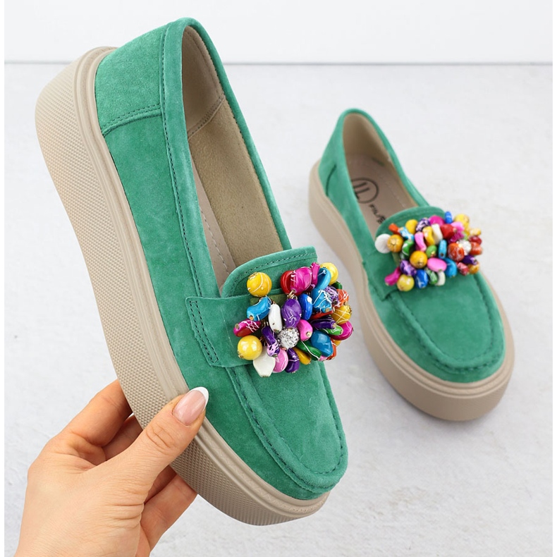 Lederbader auf der Plattform mit grünem Filippo DP6765 Perlen 1