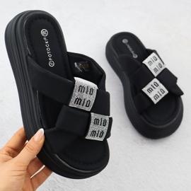 Damenflip Flops auf der Plattform mit kubischen Zirkonen Black Potocki 16347 schwarz 1