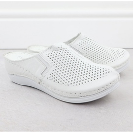 Damen-Leder-Hausschuhe aufgebaut Openwork White T.Sokolski L25-164 weiß 2