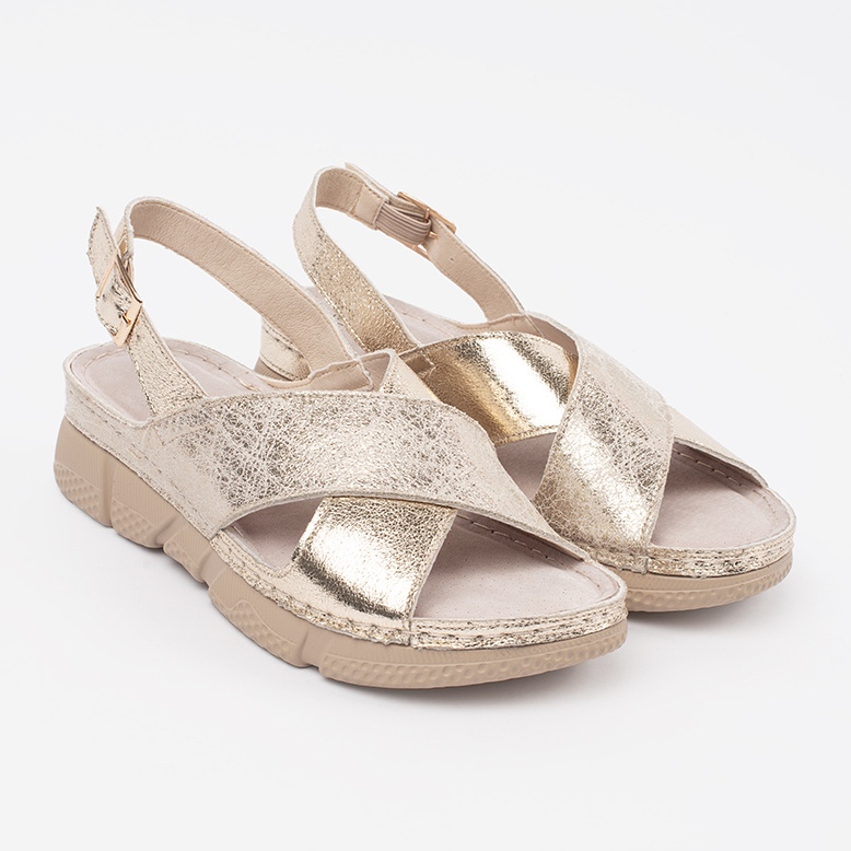 Goodin Goldene flache Sandalen 2