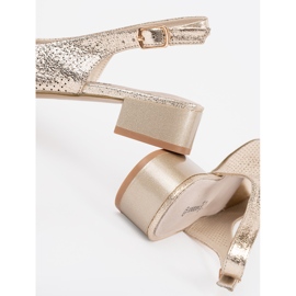 Goodin Goldene offene Sandalen mit niedrigen Arbeiten 1