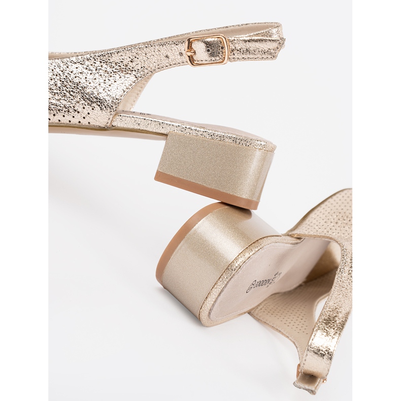 Goodin Goldene offene Sandalen mit niedrigen Arbeiten 1