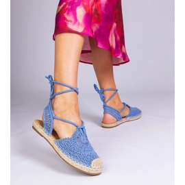 Flach -heeled espadrilles blaue Sandalen 2