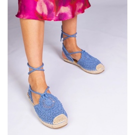 Flach -heeled espadrilles blaue Sandalen 3
