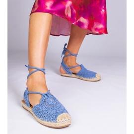 Flach -heeled espadrilles blaue Sandalen 1