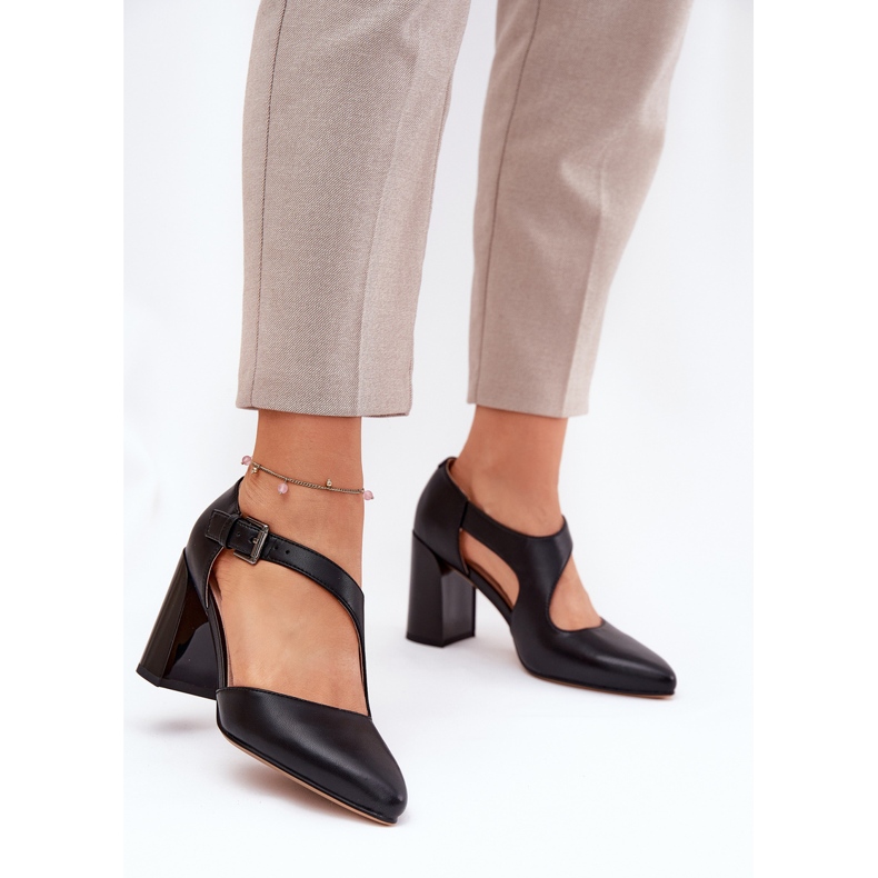 Lederpumpen auf der Säule mit Vinceza 91133 Black Clamp schwarz 2