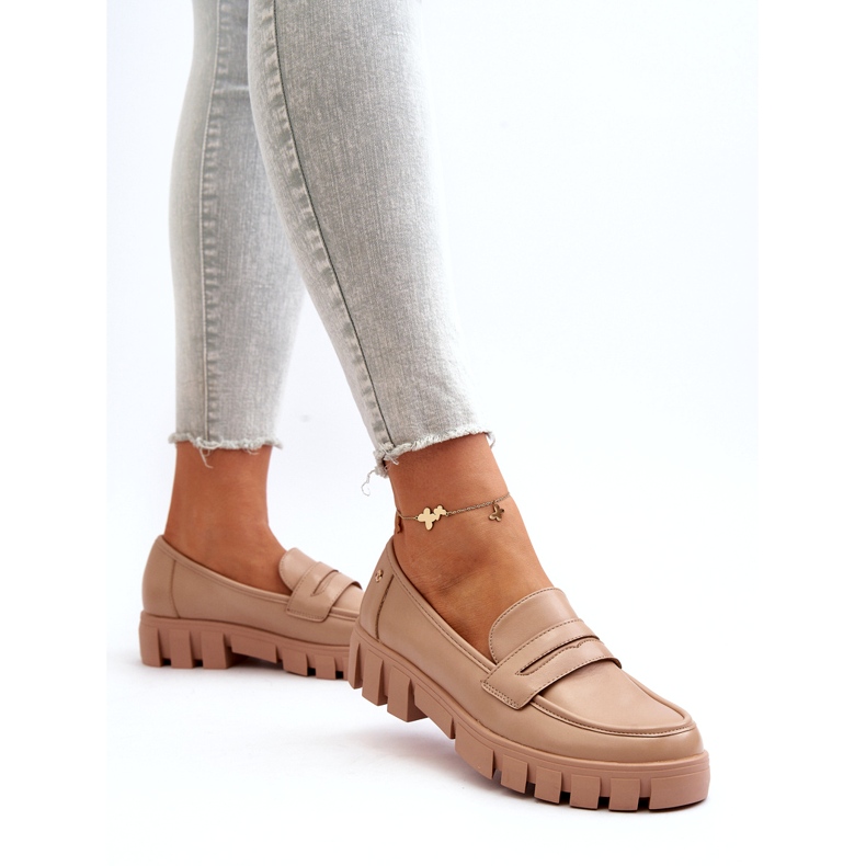 Vinceza Damen -Öko -Leder -Ladung Leder beige Einsatz 2