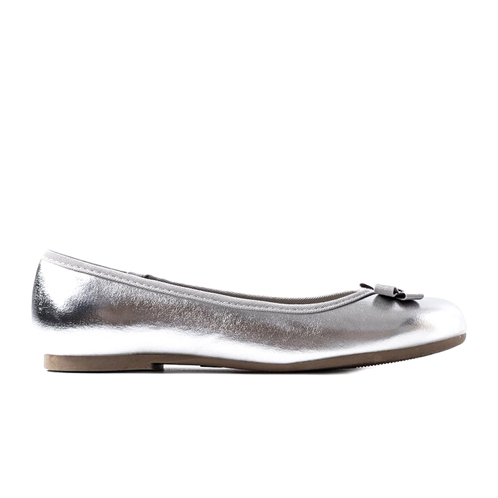 Miss Metallische Ballerinas der Mädchen mit einem silbernen Bogen 1