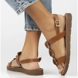 Filippo Frauen flache Ledersandalen Obacs DS6885/25 Brown braun 2