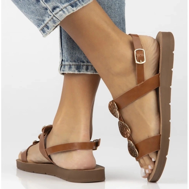 Filippo Frauen flache Ledersandalen Obacs DS6885/25 Brown braun 2