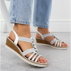 Frauensandalen für Keil mit Elastics Silver Remonte R6264-92 silber- 5