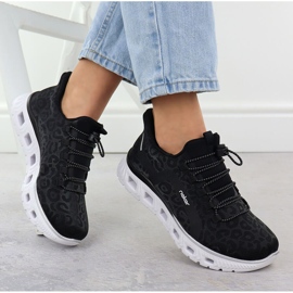 Frauen Sportschuhe im Leopardendruck Rieker M6066-01 schwarz 4