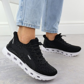 Frauen Sportschuhe im Leopardendruck Rieker M6066-01 schwarz 5
