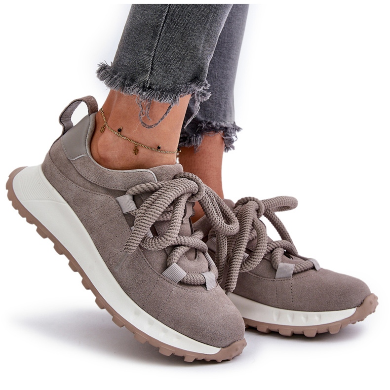 Damen-Sneaker aus Wildleder mit dicker Schnürung Artiker 54C1465 Grau 8