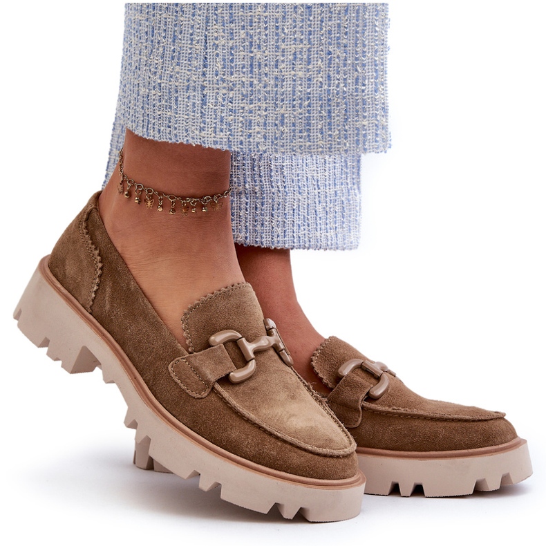 S.Barski Frauen Wildleder -Mokassins mit einem Ornament TW117 Olive grün 6