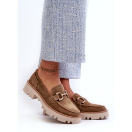 S.Barski Frauen Wildleder -Mokassins mit einem Ornament TW117 Olive grün 1