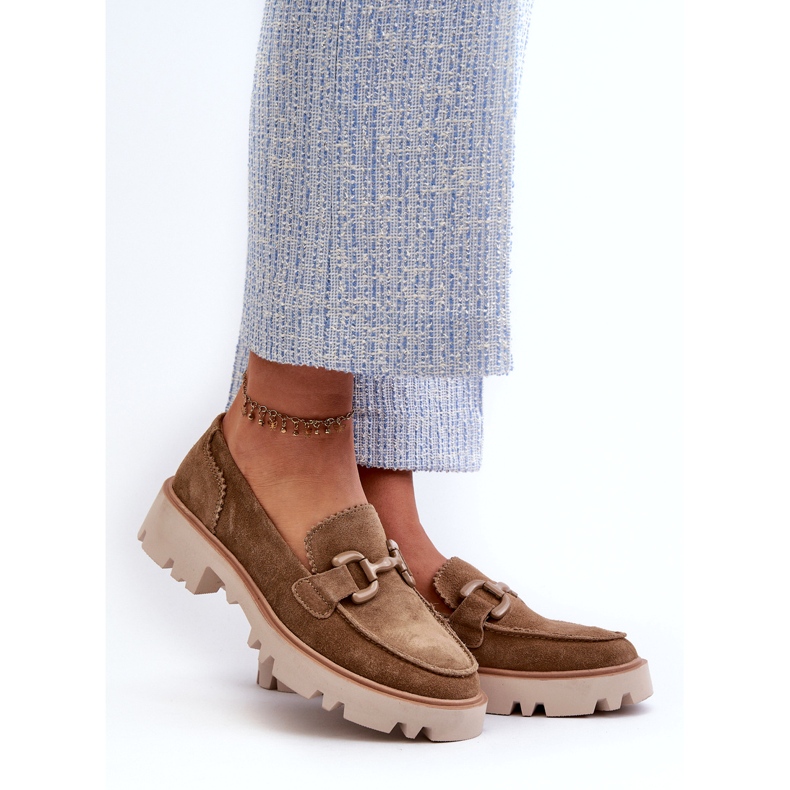 S.Barski Frauen Wildleder -Mokassins mit einem Ornament TW117 Olive grün 1