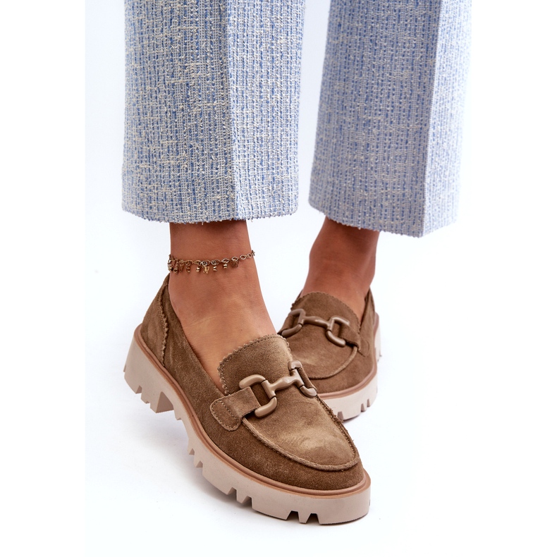 S.Barski Frauen Wildleder -Mokassins mit einem Ornament TW117 Olive grün 3