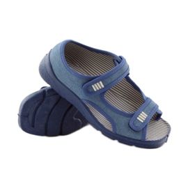 Sandalen, Hausschuhe Befado 113y010 blau 3