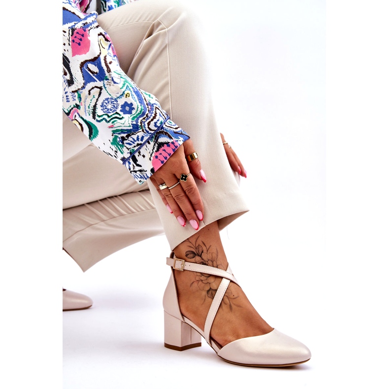 Sergio Leone High Heel Pumps SK824 Perlbeige 4