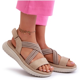 Evento Leichte Frauen bequeme beige Sandalen 5