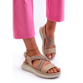 Evento Leichte Frauen bequeme beige Sandalen 2