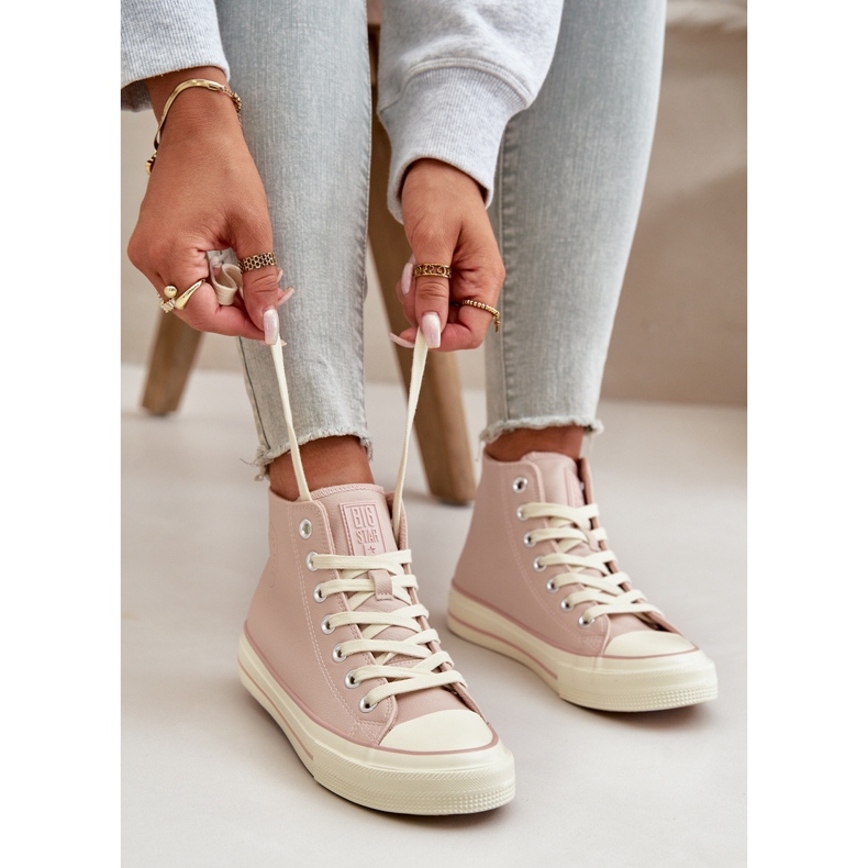 Isolierte Damen-Sneaker aus Öko-Leder Pink Big Star OO274933 rosa 5