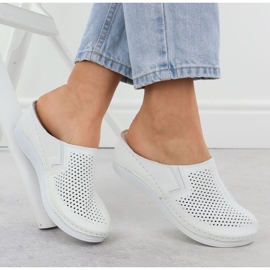 Damen-Leder-Hausschuhe aufgebaut Openwork White T.Sokolski L25-164 weiß 4