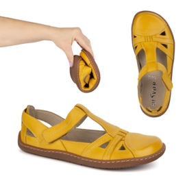Barfußschuhe für Frauen ultralekkie Olivier 1285 Klettverschluss gelb 1