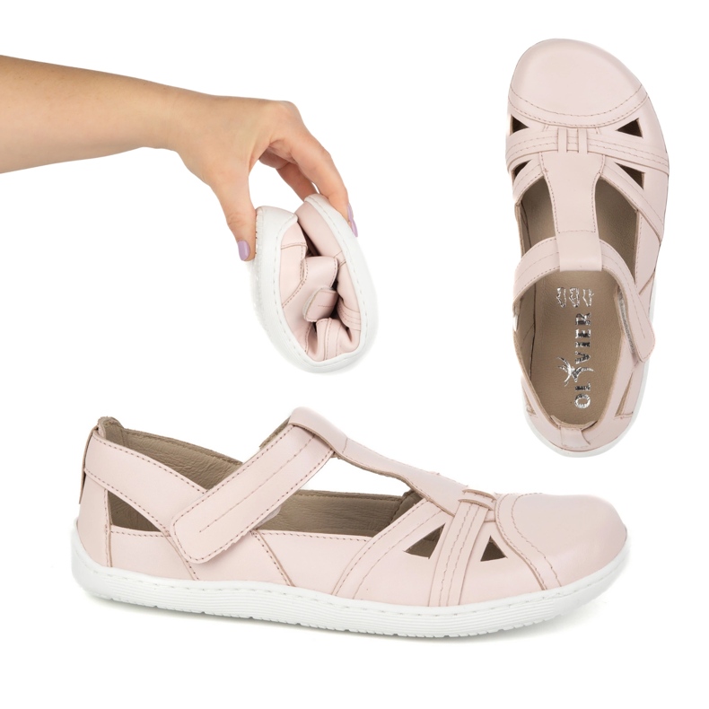 Frauen barefoot schuh ultralekkie halb -lane Olivier 1285 Pulver Klettvermögen Rosa 1
